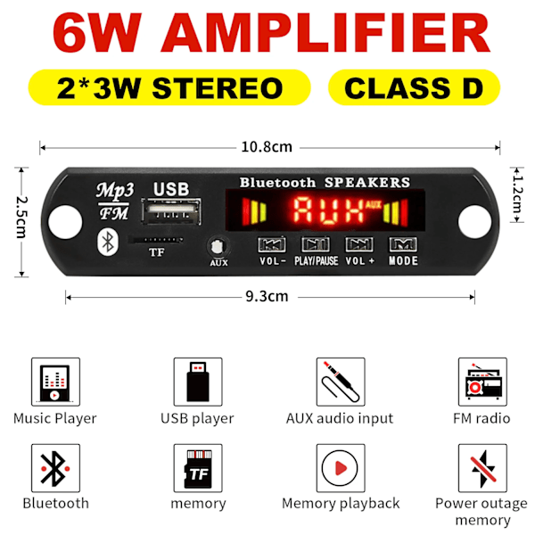 12V 120W Förstärkare Bluetooth 5.0 MP3 WMA APE Dekoder Kort DC 12V Handsfree Bil Ljud USB TF FM Radio Mp3 Musik Spelare Högtalare