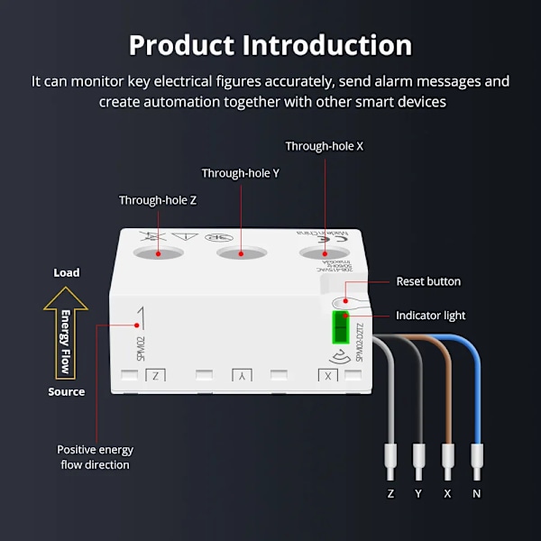 WiFi 3 vaihe energia mittari virta valvonta reaaliaikainen mittaus kulutus 63A Smart Life App Control