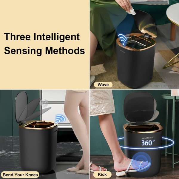 Bad Smart Sensor Søppelbøtte 12L Luksus Søppel Bøtte automatisk Søppelbøtte