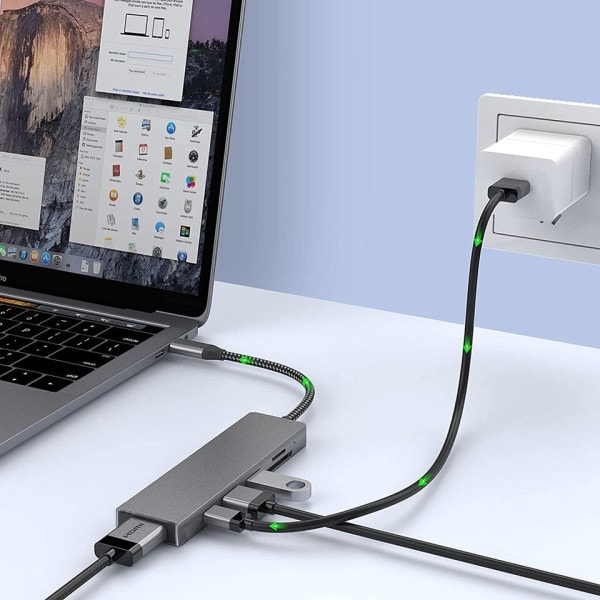USB 3.1 Type-C Hub Til HDMI Multi Splitter Adapter 4K Thunderbolt 3 USB C Hub med TF SD Reader Slot