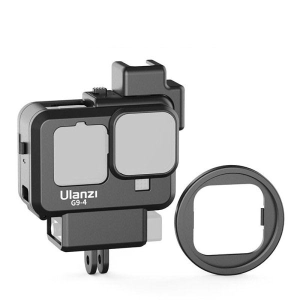 Plast Kamera Cage For GoPro Hero 11 10 9 Black Hoss Case Mic and Fill Light Cold Shoe Vlog Tilbehør