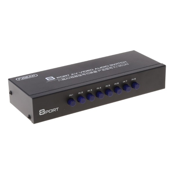 8-vejs AV Switch RCA Switcher 8 in 1 out Composite Video L/R Selector Box