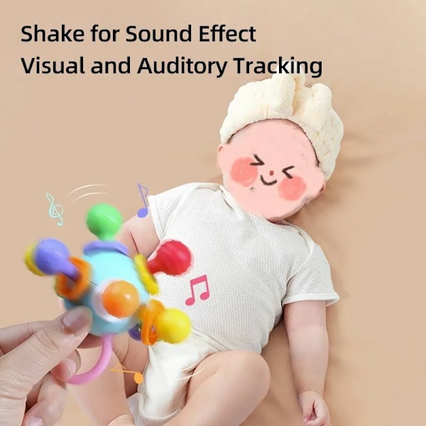 Rund bold blød silikone hånd greb bold rangle infantil tyggeligt toddler tænder beroligende baby sensorisk legetøj
