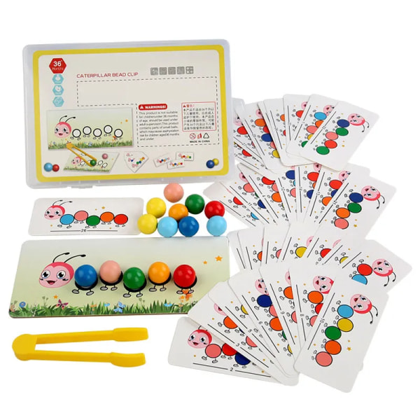 Trä klämma pärlor spel montessori leksaker färg matchning inlärning set fin motorisk rörelse träning pedagogiska leksaker