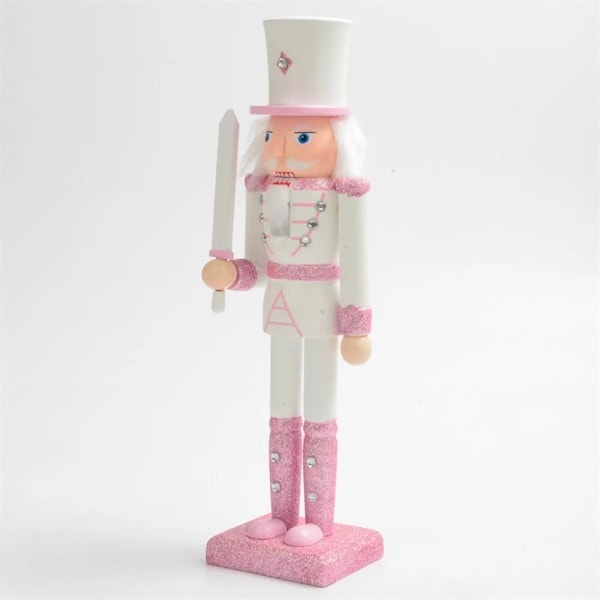 Nötknäppare Rosa Glitter Soldat Docka Kreativt Slöjd Figurin Trä docka Jul presenter prydnader