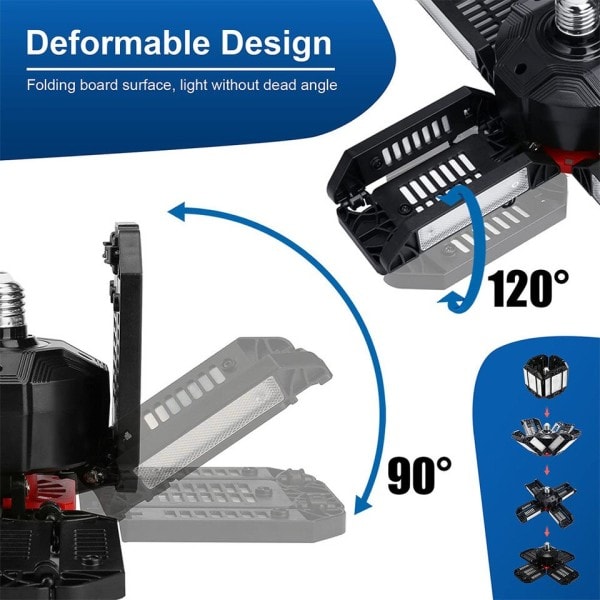 180W LED Garage Lys 18000LM 6500K Deformerbar Loft Belysning