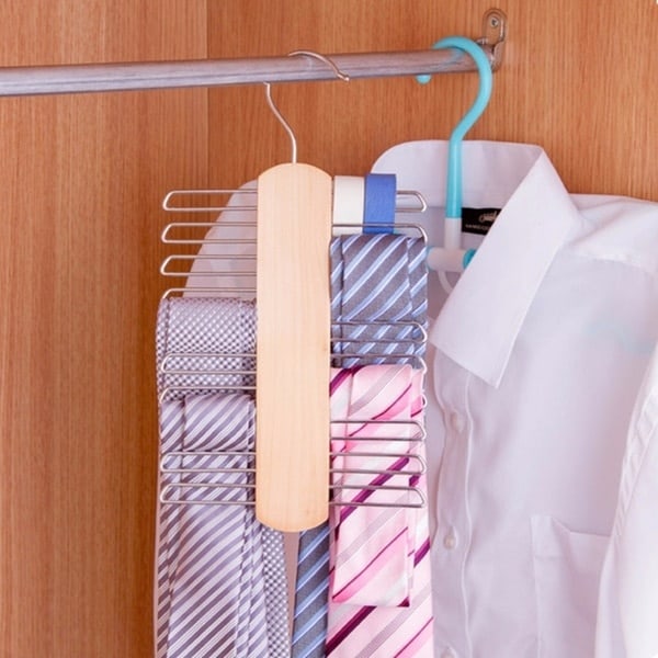 Slips Bøjle Holder Rack Silke Tørklæde Bælte Arrangør Skab Træ Opbevaring Hænge Rack Opbevaring Holder