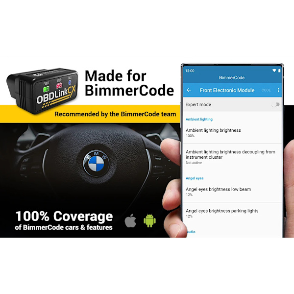 Bluetooth 5.1 BLE OBD2 Adapter for BMW/Mini Fungerar med iPhone/iOS & Android