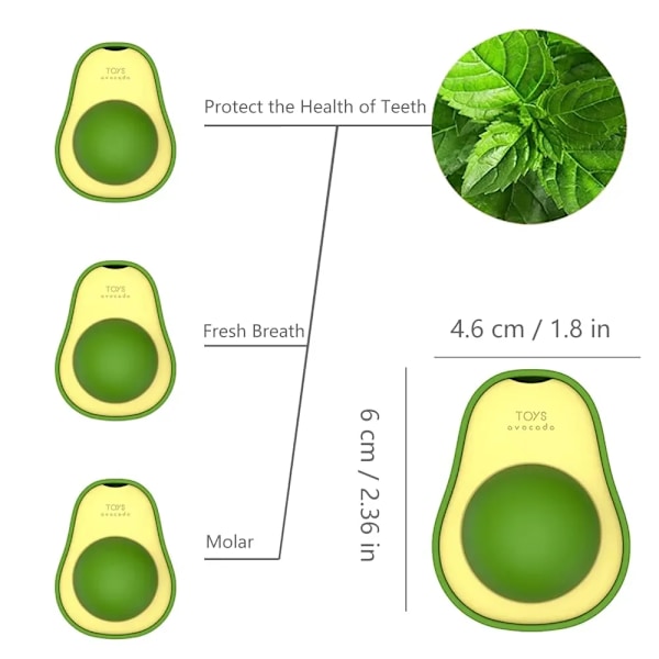 Avokado Kattmynta Katt Leksaker Vägg Ball Vridbar Naturlig Mynta Bular Hälsosamt Ätbart Slickande Bolar