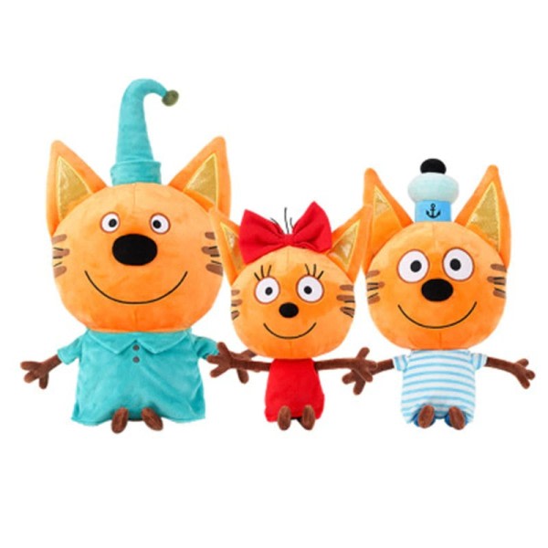 Äkta barn e katter ryska min familj tre glada katter plysch docka kaka godis pudding anime katt docka leksak