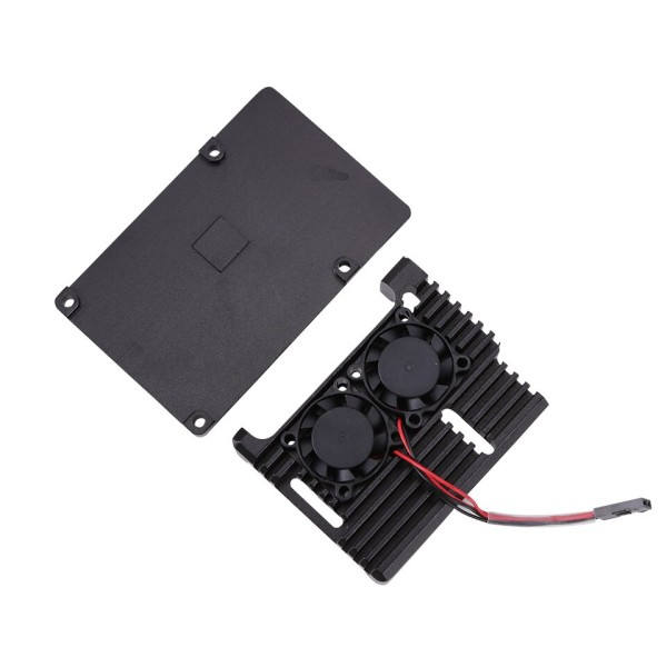 Alumiini Metalli kotelo  Raspberry Pi 3 malli B 3B Plus Alumiini kotelo Kaksois tuuletin jäähdytysallas