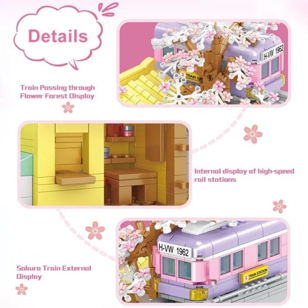 Creative Street View Izakaya Sakura Hus Model Bygning Klodse By Cherry Blossom Hut MOC Bricks