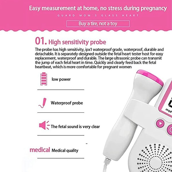 Husstand Doppler Foster Hjerte Rate Monitor for Baby Graviditet Hjerteslag detektor