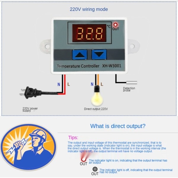 12V120W Mikrodator digital display temperatur kontroll omkopplare