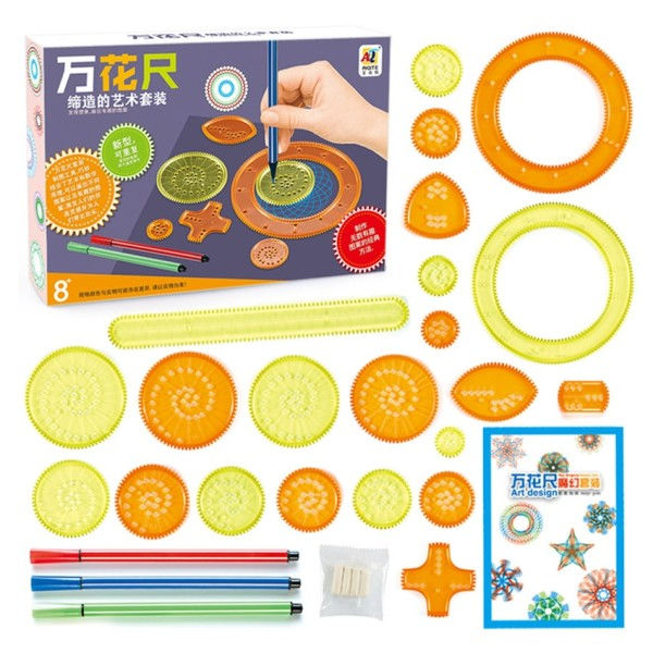 27stk Spirograf Tegning Leker Sett Forrigling Gar Hjul med Penner Spiral Design Maling Tilbehør Geometrisk Linjal Leketøy