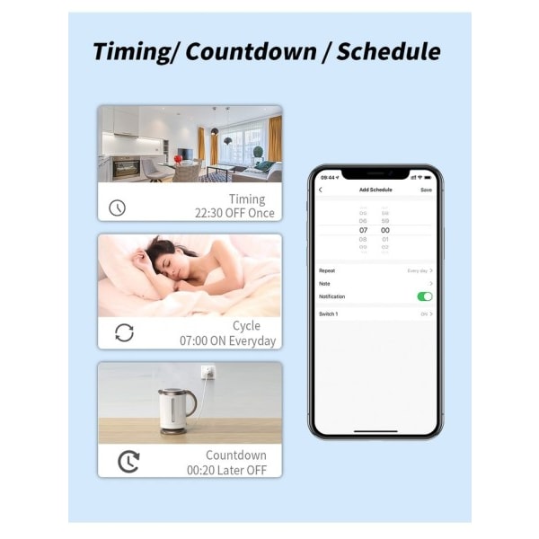 Smart Socket WiFi Smart Plug  Virta valvonta Ajoitus toiminto ääni ohjaus Alexa Google Assistant