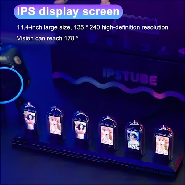 RGB Nixie Tube Klocka LED Glöder IPS Färg Skärm