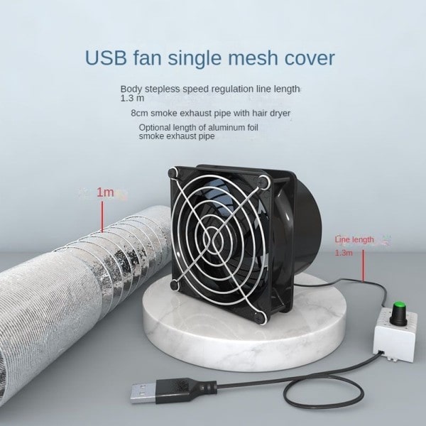 USB Justerbar Hastighed Lodde Røg Absorber ESD Røg Udsugning Blæser Rør Kanal Exhuast Blæser
