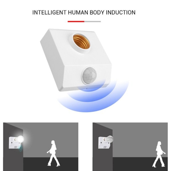 Automatisk Menneske Kropp Infrarød IR Sensor Lampe Holder LED Pære Lys E27 Base PIR Bevegelsesdetektor