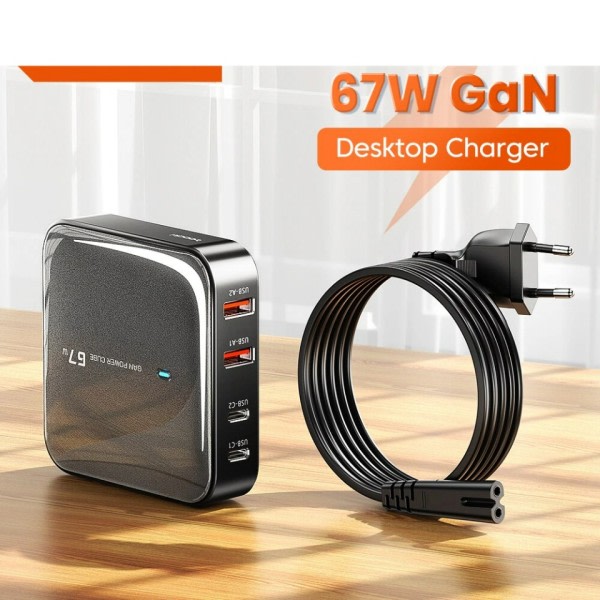 Laddningsstation Multi Port GaN USB Laddare Skrivbord Typ C PD QC Snabb laddning