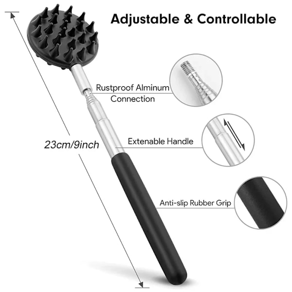 3 bitar Back Scratcher Teleskopisk Scratching Back Scratcher Massager Kit Scraper