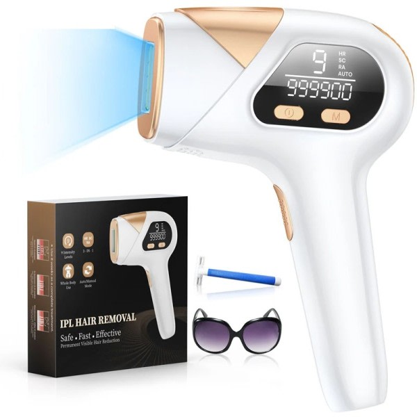 3-i-1 IPL Laser Hårfjerning 9 Levels  Blits depilator for Ansikt Armhuler Armer Bikini Line Bein Hjem Epilator
