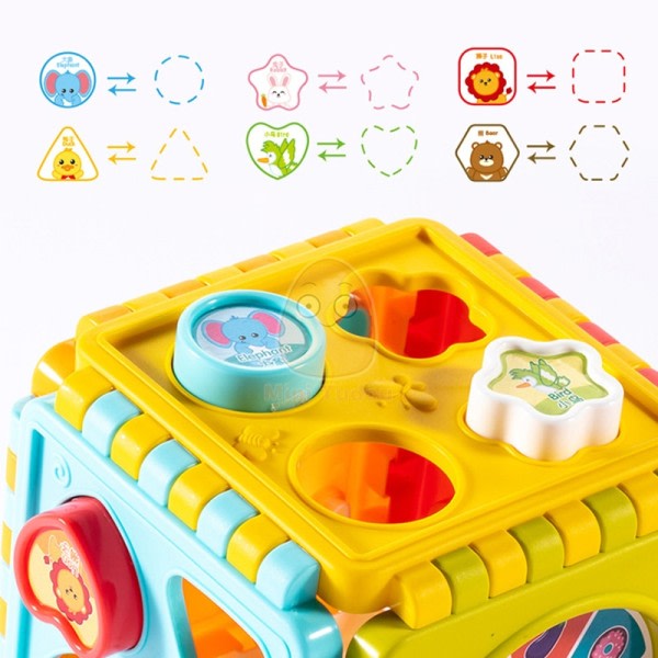 Montessori Spill Baby Aktivitet Kube Form Match Sorter Box Farge Nummer Klokke Matematikksett