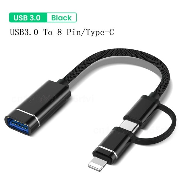 2 in 1 USB 3.0 8-nastainen tyyppi C OTG sovitin kaapeli hiiri kamera kortti lukija USB HUB muunnin