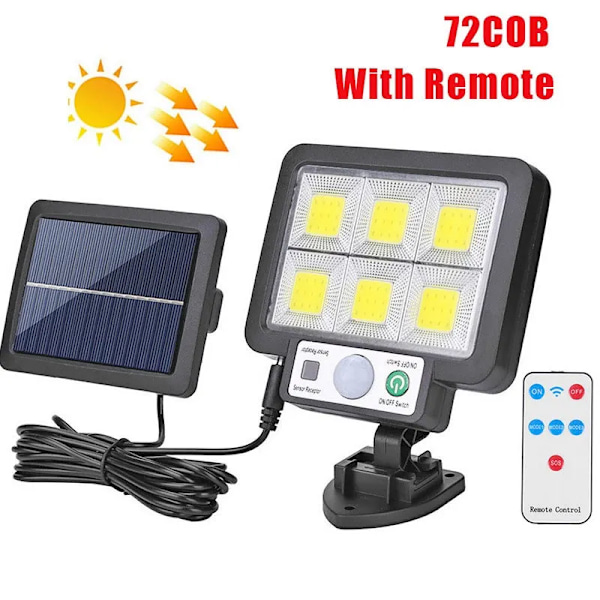 LED Solar Splitt Vegg Lampe 3 Modus Vanntett Bevegelse Sensor Lamper Hage Gate Belysning Solar Lampe For Hage Sikkerhet Vegg Lys