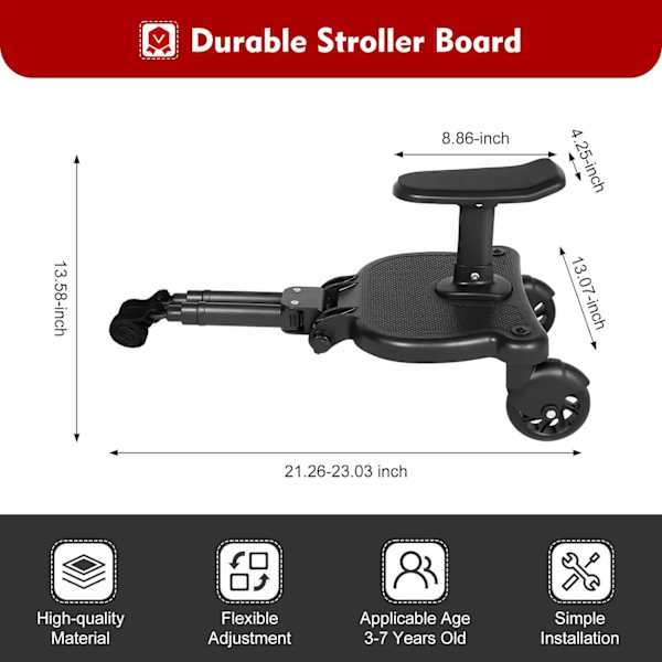 Mote vogn pedal adapter vogn brett med avtakbart sete