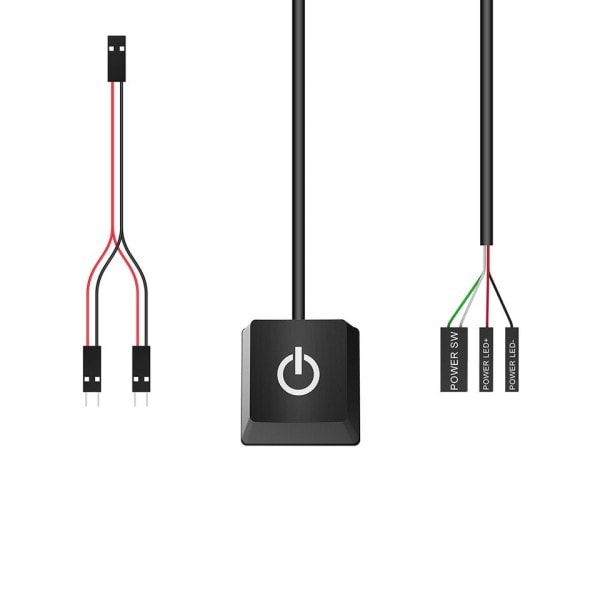 LED Lights Computer Desktop Switch PC Bundkort Ekstern Start Power On/Off Knap Forlænger kabel