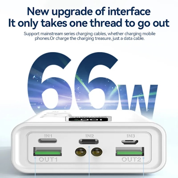 30000mAh Digital Display Power Bank 66W Super Rask Lading