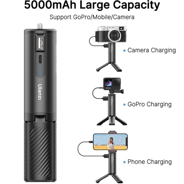 BG-4 Mini Stativ Med5000mAhPower Bank Hand Grip Monopod Bärbart stativ