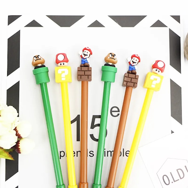 24 stykker Skrivepapir Sød Tegnefilm Blød Gummi Sort Neutral Pen Kontor Kulstof Vand Pen