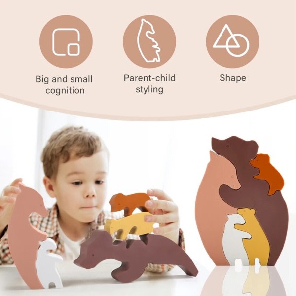 Kani Silikoni Blocks Vauva Montessori Opettavat lelut lapsille Luova Eläin Jigsaw Pinoa lelut