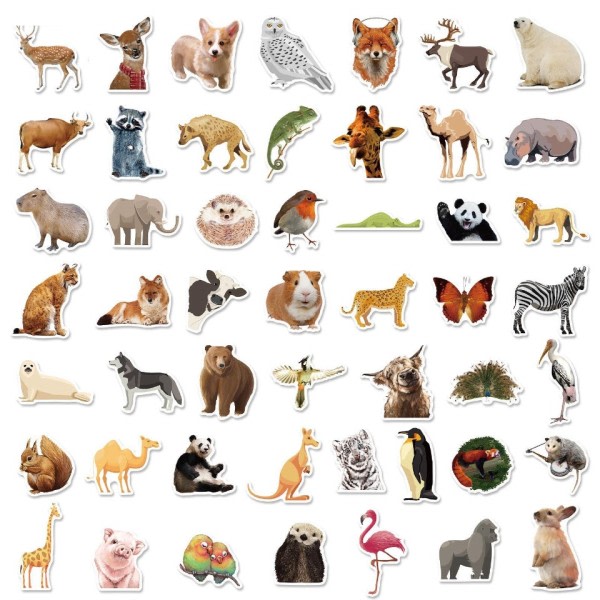50 kpl sarjakuva eläintarha villi eläimet tarrat Kawaii koira sika tee-se-itse lapset lelut