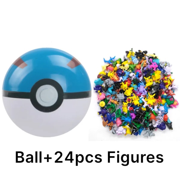 Funny Joy Pokemoning Legetøj 7Cm Elver Ball 2-3cm Anime Action PokeBall Figurer Monster Legetøj