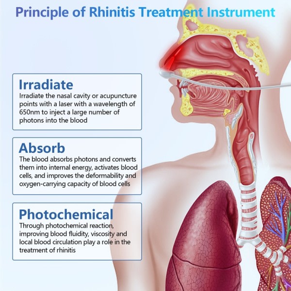 Rhinit Sinusit 650nm Laser Terapi Maskin Näsa Vård Bionas Massage Enhet