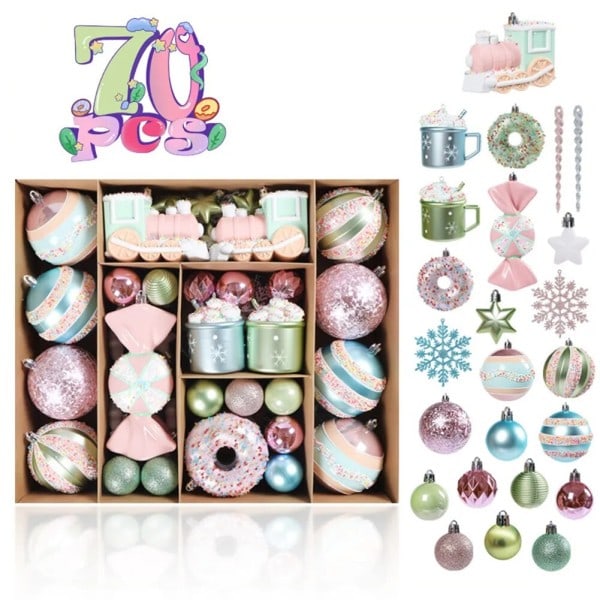 Jul Macaron Glass Grädde Donut Former Ball Prydnad Jul Träd Hängande Hängen