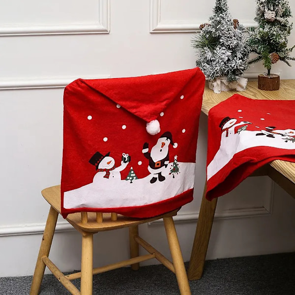 Jul dekoration jul stol överdrag tomten claus snögubbe stol ärm