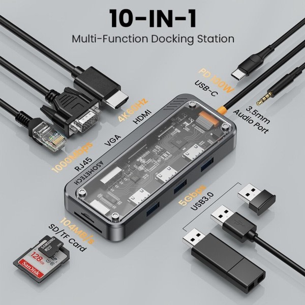 USB C Hub Dock Station Typ C To HDMI Kompatibel Ethernet Port