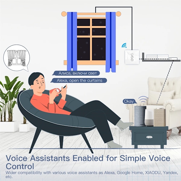 Smart 2.5D Arc Glas Touch Gardin Switch