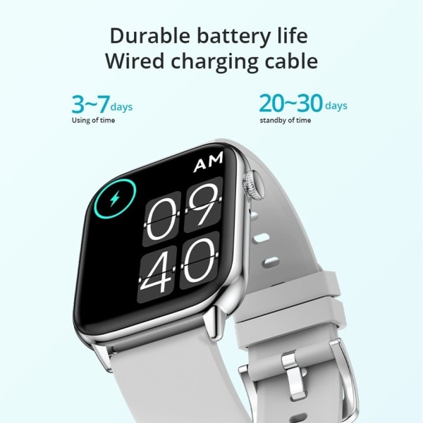 C60 Smartwatch 1,9 tommer Fuld Skærm Bluetooth Opkald Hjerte Søvn Monitor 19 Sport Modeller Smart Ur