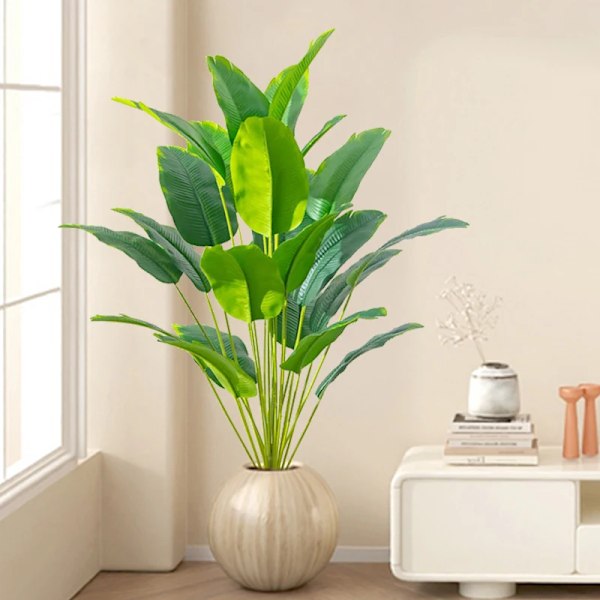 88cm 24 Blade Store Tropisk Palme Træ Falske Banan Planter Blade Rigtige Touch Strelizia Plastic Monstera Plante