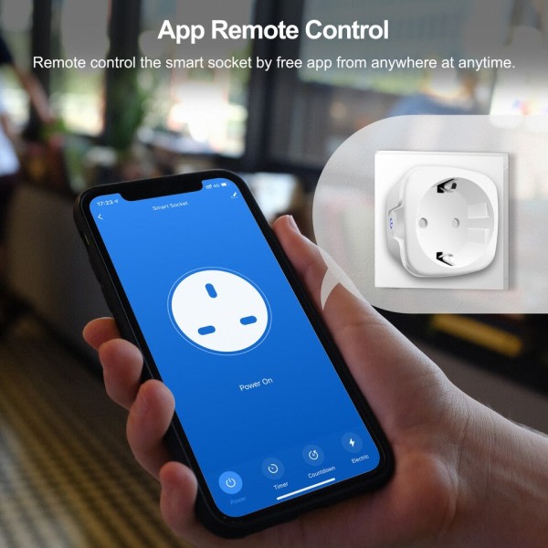 Wifi Smart Plug 20A EU Smart Socket Outlet virta näyttö ajastimella