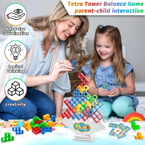 48 bitar Tetra Tower Fun Balans Stabling Bygga Klossar Bräde spel