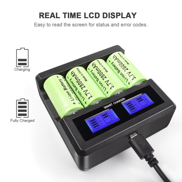 16P 2800mAh Oppladbart 3,7V Li-ion 16340 Batterier CR123A Batteri for LED Lommelykt