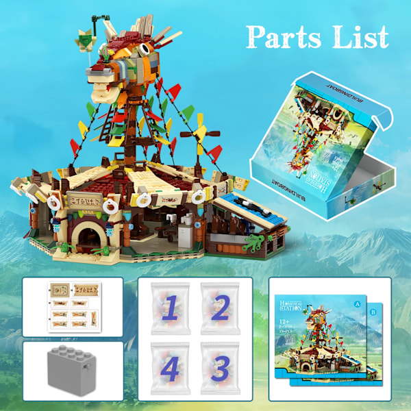 Breath Of The Wild Hest Head Station Byggnadsblock Set För Zeldaed Tryckta tegelstenar leksaker