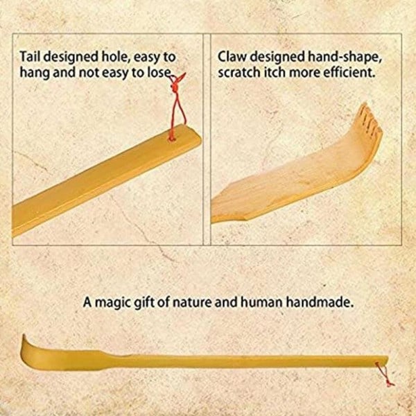 Bambu Massager Rygg Scratcher Trä Scratching Backscratcher Massör