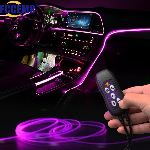 Auto Sisustus Valot Koriste Ambient Lamppu USB Optinen Kuitu Neon Ilmakehä valo nauha
